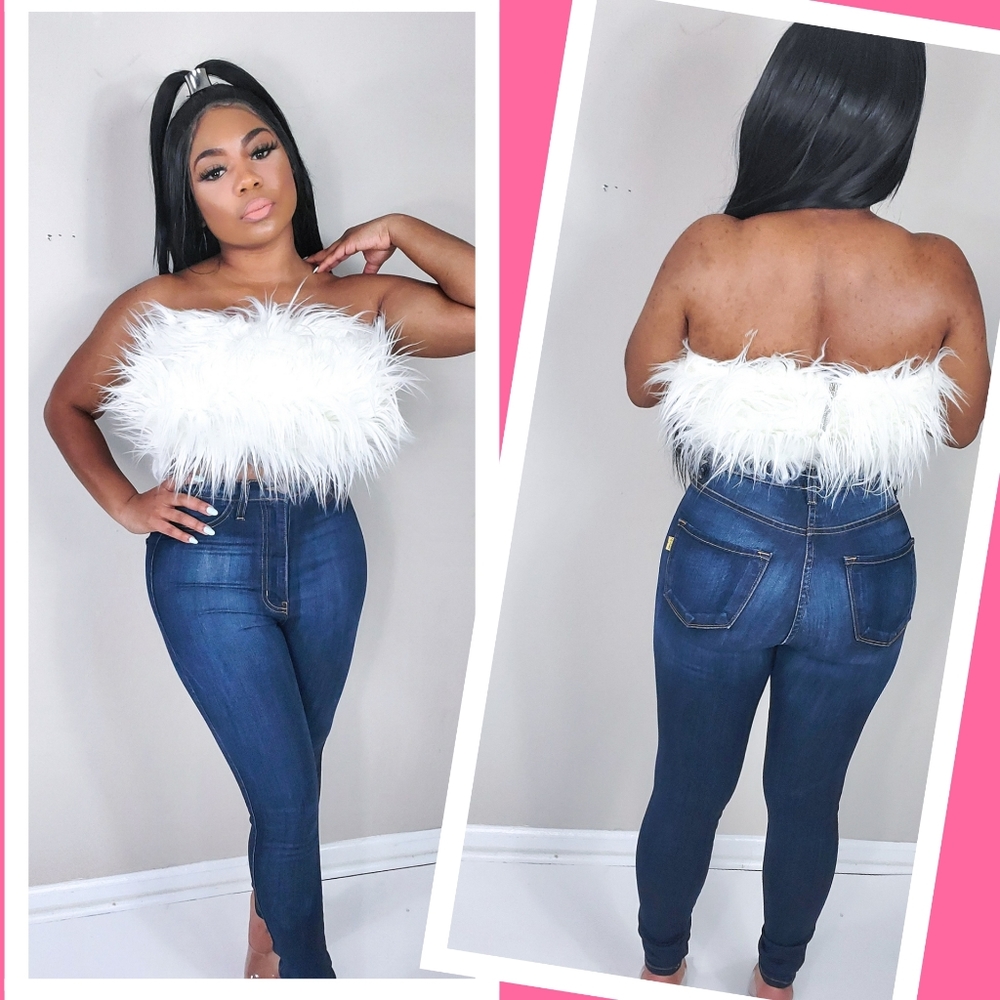 "Shaggy" Faux fur Tube top - Picture 2 of 3